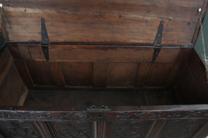 English Handcarved Oak Bedding Box c.1820