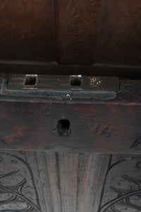 English Handcarved Oak Bedding Box c.1820