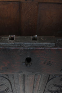 English Handcarved Oak Bedding Box c.1820