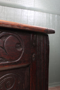 English Handcarved Oak Bedding Box c.1820