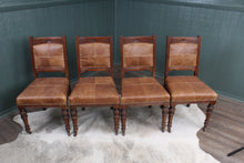 Load image into Gallery viewer, English Oak and Leather Chairs c.1900 set of 4