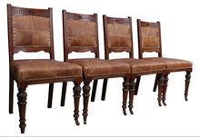 Load image into Gallery viewer, English Oak and Leather Chairs c.1900 set of 4