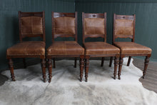 Load image into Gallery viewer, English Oak and Leather Chairs c.1900 set of 4