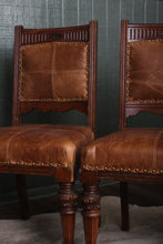 Load image into Gallery viewer, English Oak and Leather Chairs c.1900 set of 4