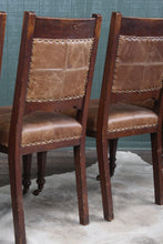 Load image into Gallery viewer, English Oak and Leather Chairs c.1900 set of 4