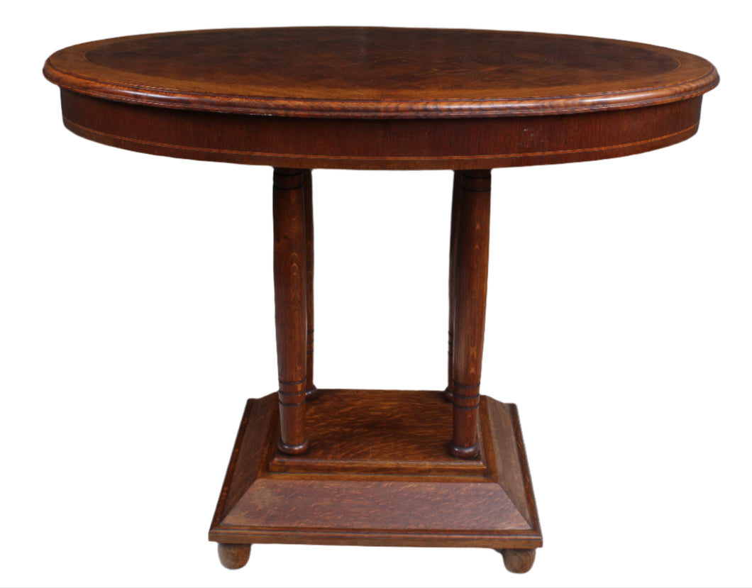 English Oak Marquetry Occasional Table c.1900