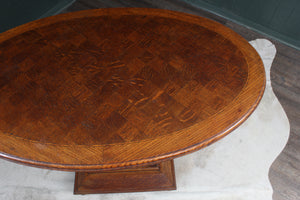 English Oak Marquetry Occasional Table c.1900