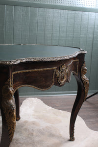 French Rosewood and Brass Ormolu Center Desk c.1900