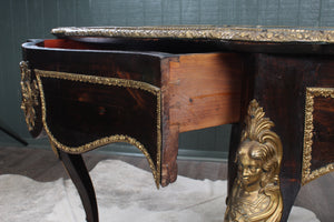 French Rosewood and Brass Ormolu Center Desk c.1900