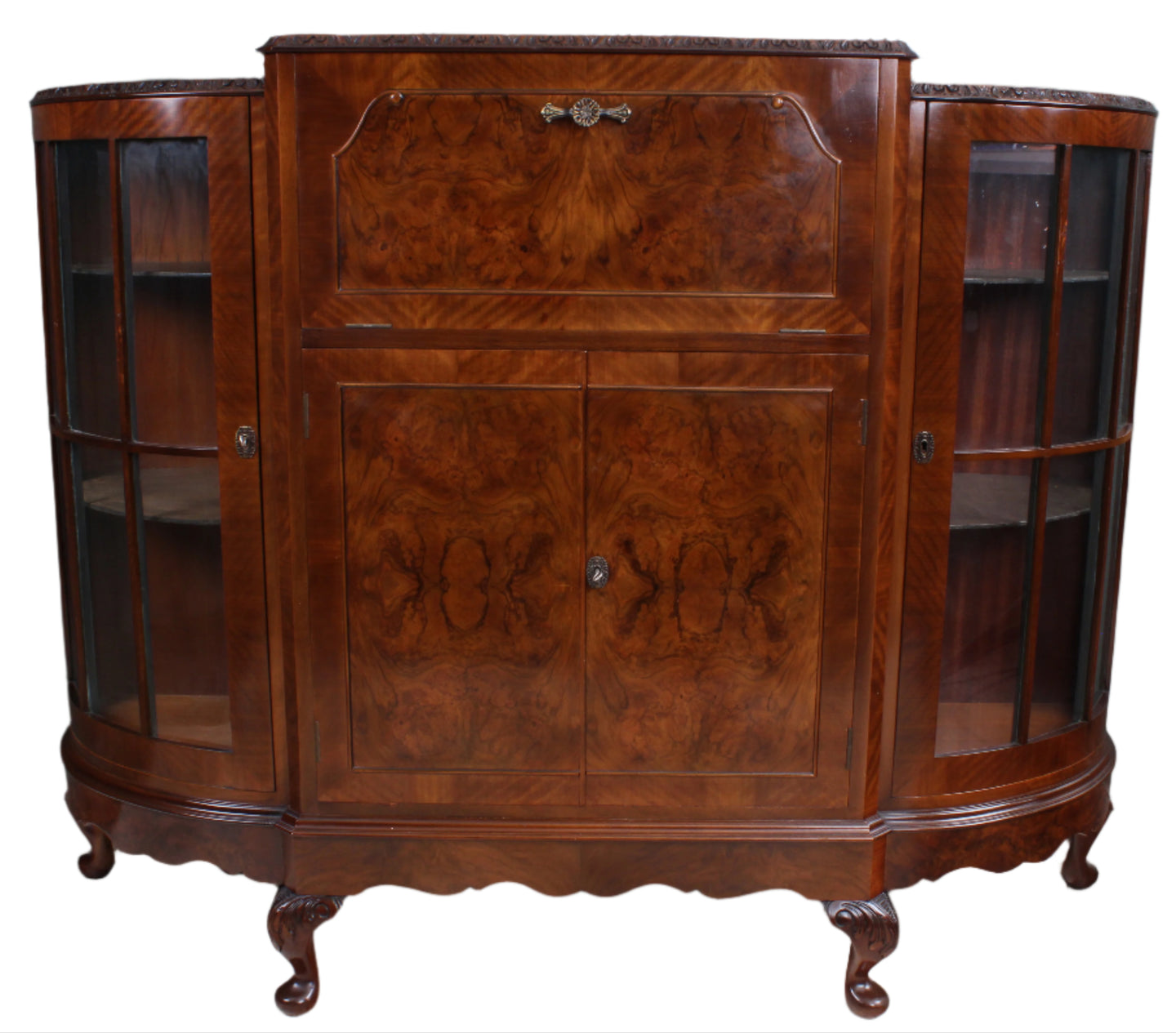 English Burl Walnut Cocktail Cabinet c.1930