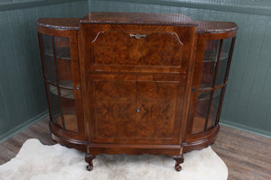 English Burl Walnut Cocktail Cabinet c.1930