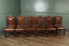 Load image into Gallery viewer, English Leather and Oak Chairs set of 6 c.1910