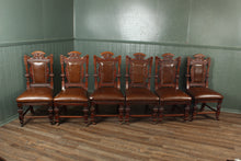 Load image into Gallery viewer, English Leather and Oak Chairs set of 6 c.1910