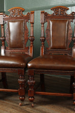 Load image into Gallery viewer, English Leather and Oak Chairs set of 6 c.1910