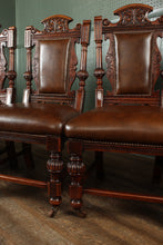 Load image into Gallery viewer, English Leather and Oak Chairs set of 6 c.1910