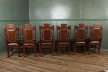 Load image into Gallery viewer, English Leather and Oak Chairs set of 6 c.1910