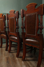 Load image into Gallery viewer, English Leather and Oak Chairs set of 6 c.1910