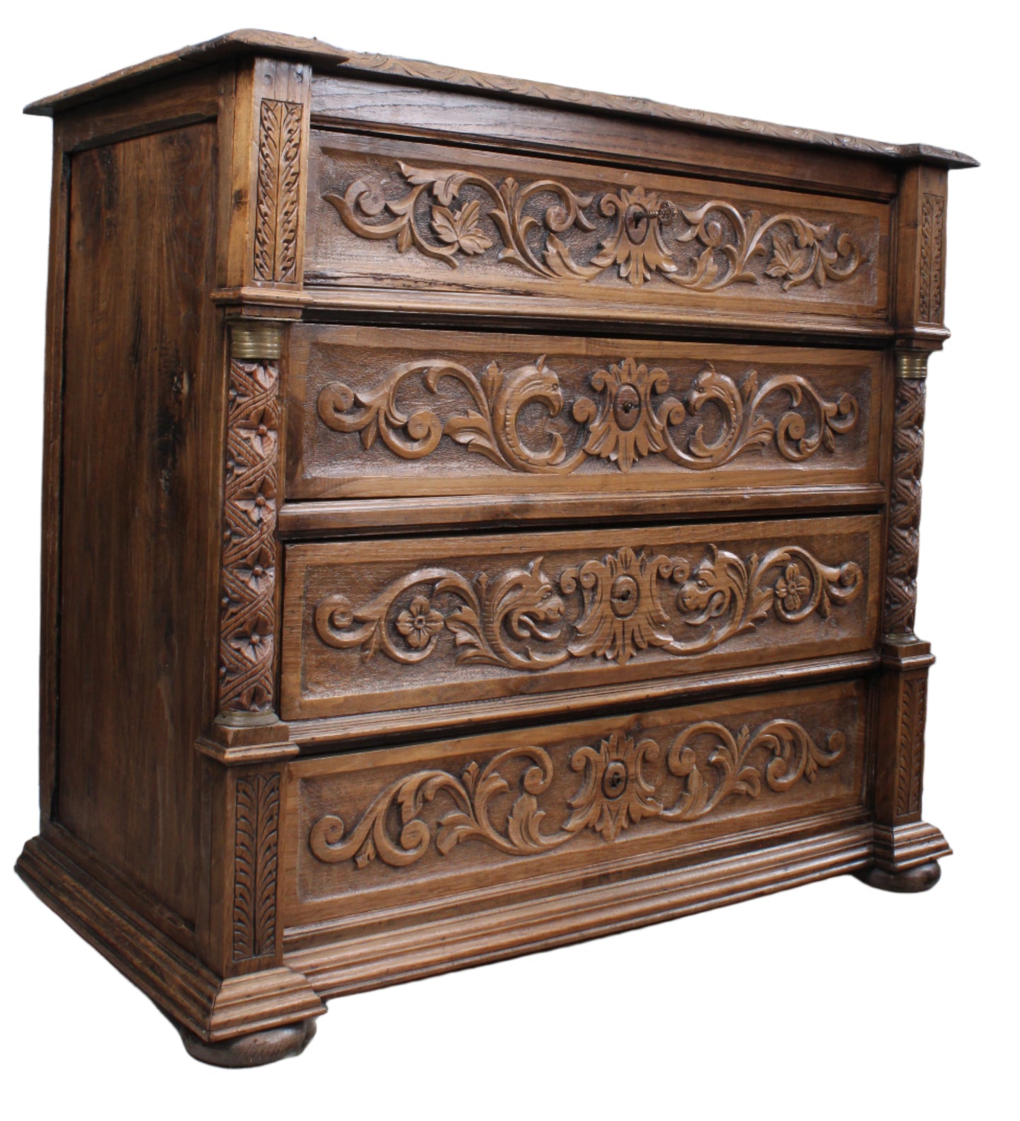 French Oak Carved Chest c.1880