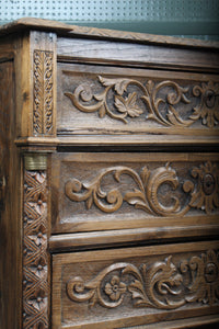 French Oak Carved Chest c.1880