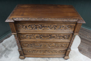 French Oak Carved Chest c.1880