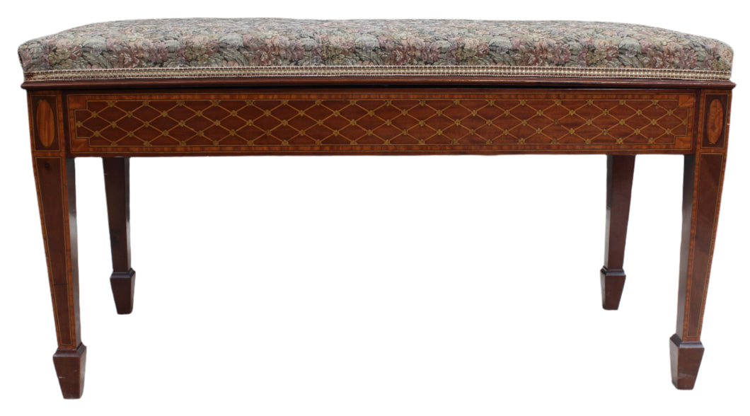 English Inlaid Mahogany Piano Bench c.1900