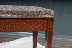 English Inlaid Mahogany Piano Bench c.1900