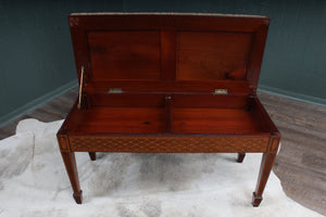 English Inlaid Mahogany Piano Bench c.1900