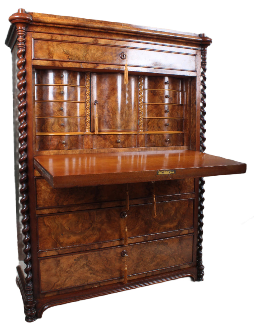 French Burl Walnut Escritoire c.1850