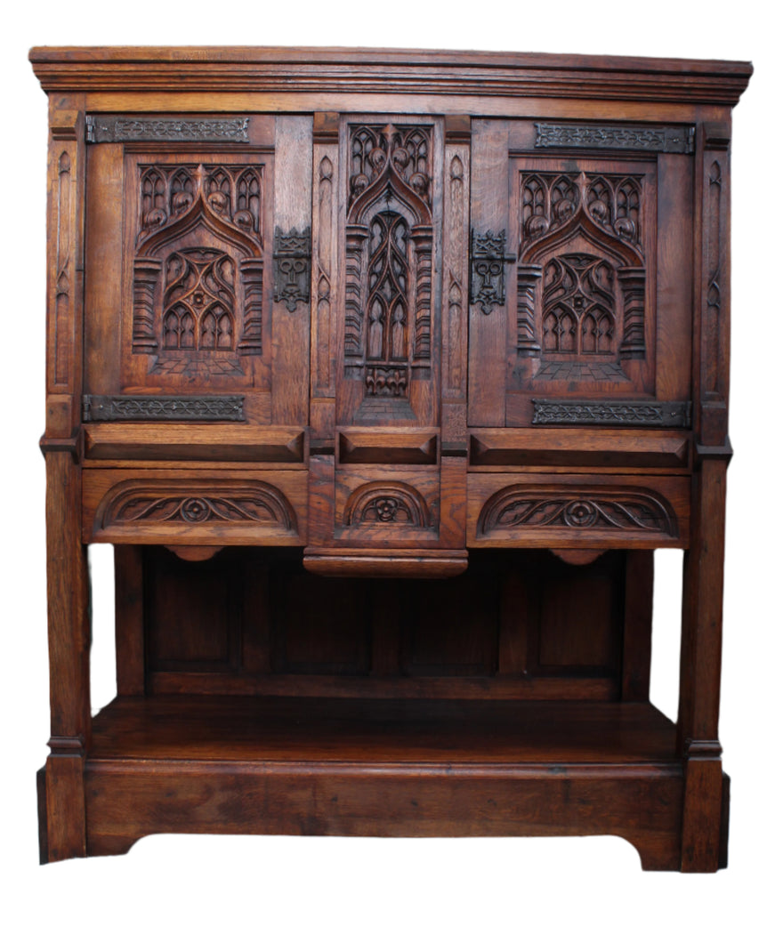 English Oak Carved Cabinet c.1900