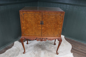 English Burl Walnut Cocktail Cabinet c.1930