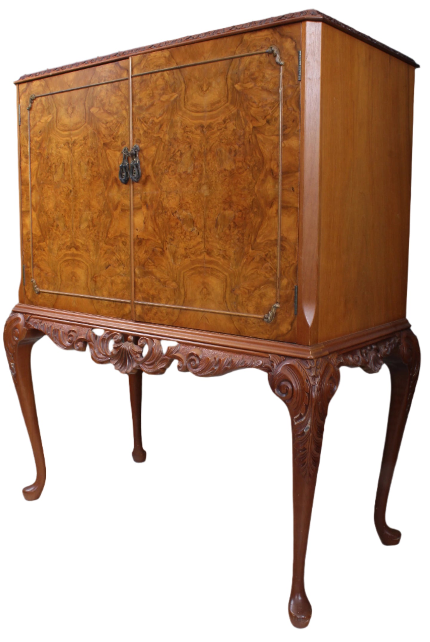 English Burl Walnut Cocktail Cabinet c.1930