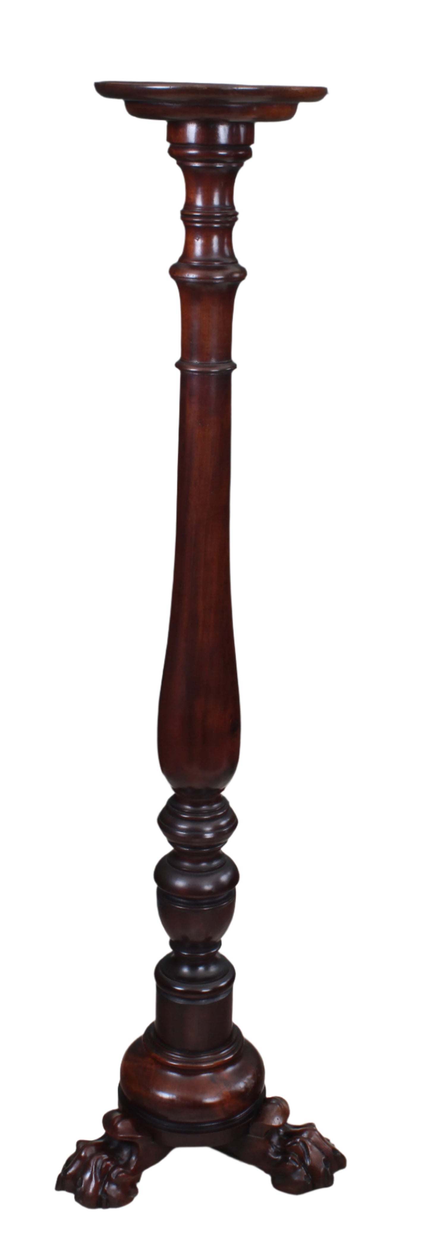 English Mahogany Lion Paw Footed Torchiere c.1890