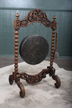 Load image into Gallery viewer, Impressive English Carved Oak Gong and Mallet c.1900