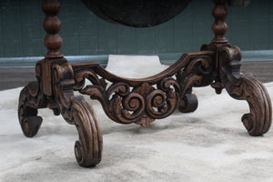 Impressive English Carved Oak Gong and Mallet c.1900