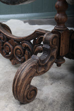 Load image into Gallery viewer, Impressive English Carved Oak Gong and Mallet c.1900