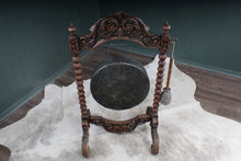 Load image into Gallery viewer, Impressive English Carved Oak Gong and Mallet c.1900