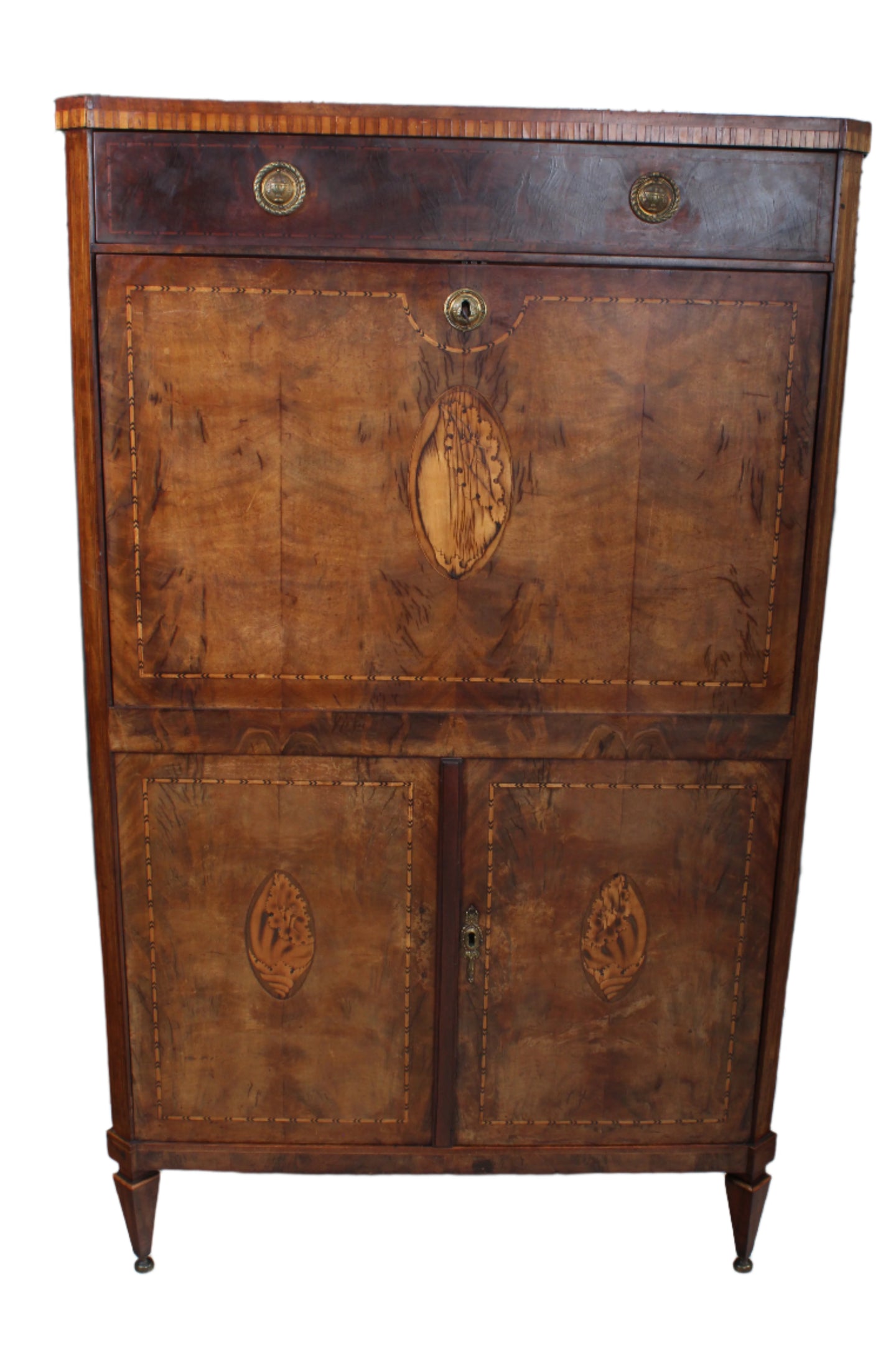 English Georgian Inlaid Walnut Desk c.1850
