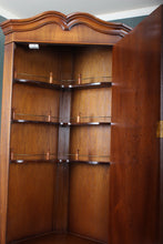 Load image into Gallery viewer, English Burl Walnut Corner Cocktail Cabinet c.1960