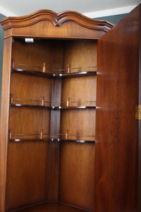 English Burl Walnut Corner Cocktail Cabinet c.1960