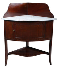 Load image into Gallery viewer, English Marble Topped Mahogany Corner Cabinet c.1850