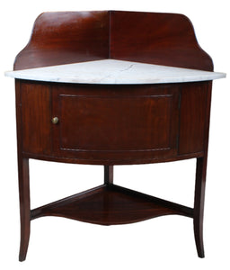 English Marble Topped Mahogany Corner Cabinet c.1850