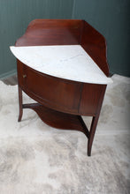 Load image into Gallery viewer, English Marble Topped Mahogany Corner Cabinet c.1850