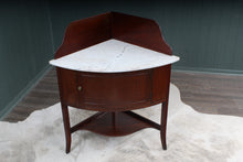 Load image into Gallery viewer, English Marble Topped Mahogany Corner Cabinet c.1850