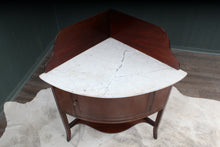 Load image into Gallery viewer, English Marble Topped Mahogany Corner Cabinet c.1850