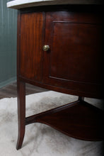 Load image into Gallery viewer, English Marble Topped Mahogany Corner Cabinet c.1850
