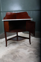 Load image into Gallery viewer, English Marble Topped Mahogany Corner Cabinet c.1850