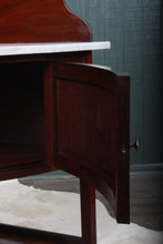 Load image into Gallery viewer, English Marble Topped Mahogany Corner Cabinet c.1850