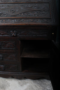 English Carved Oak Fall Front Desk c.1880