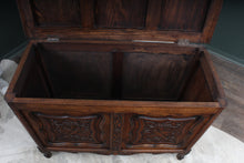 Load image into Gallery viewer, French Carved Oak Bedding Box c.1900