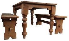 Load image into Gallery viewer, English Pine Table &amp; Pair of Benches